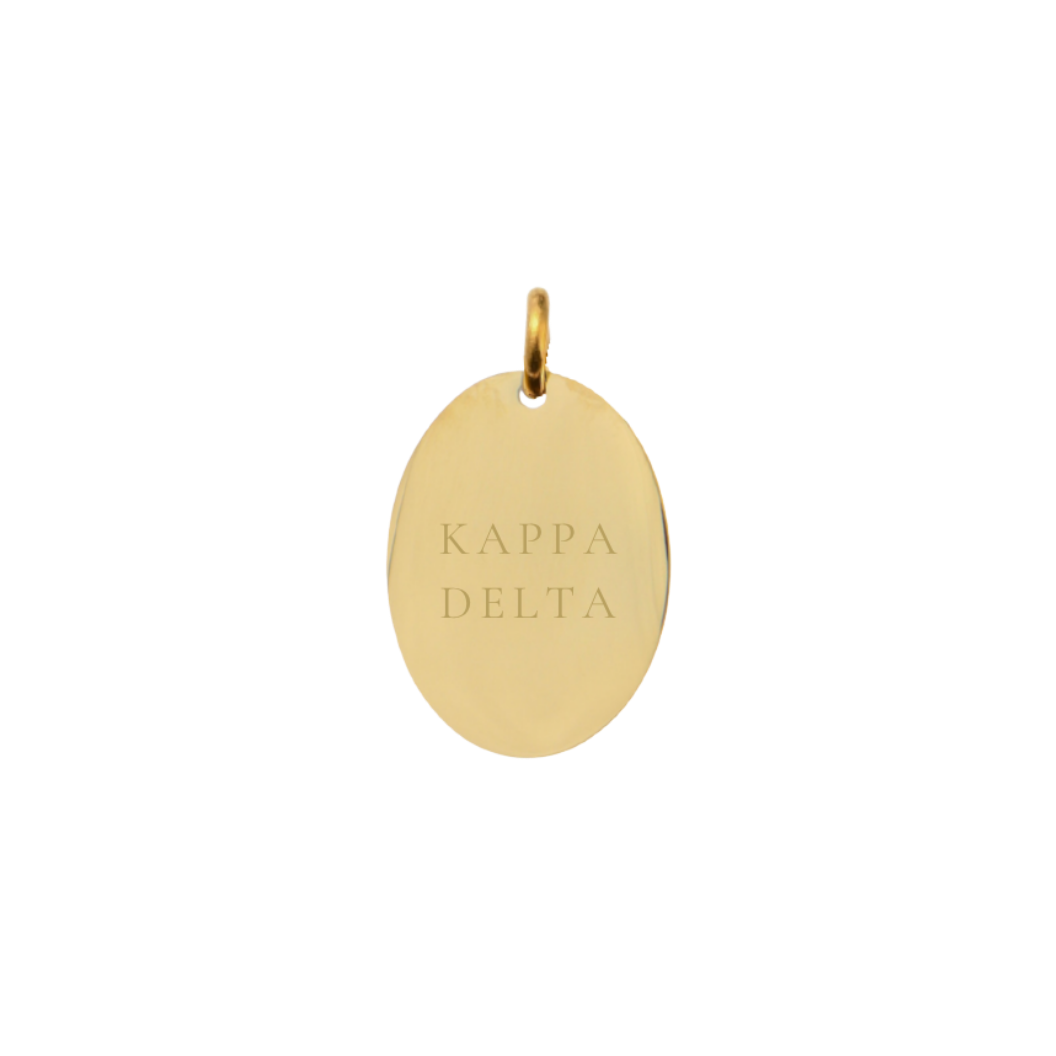 Kappa Delta Small Gold Oval Charm - Full Sorority Name | Waterproof, Hypoallergenic & Tarnish Resistant