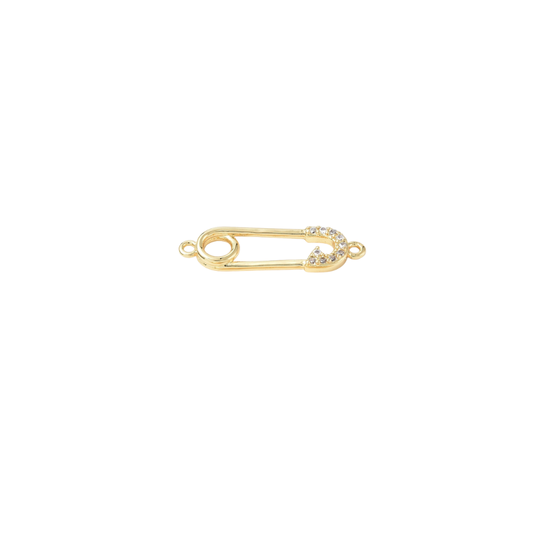 Transparent view of the Gold Cubic Zirconia Mini Paperclip Charm