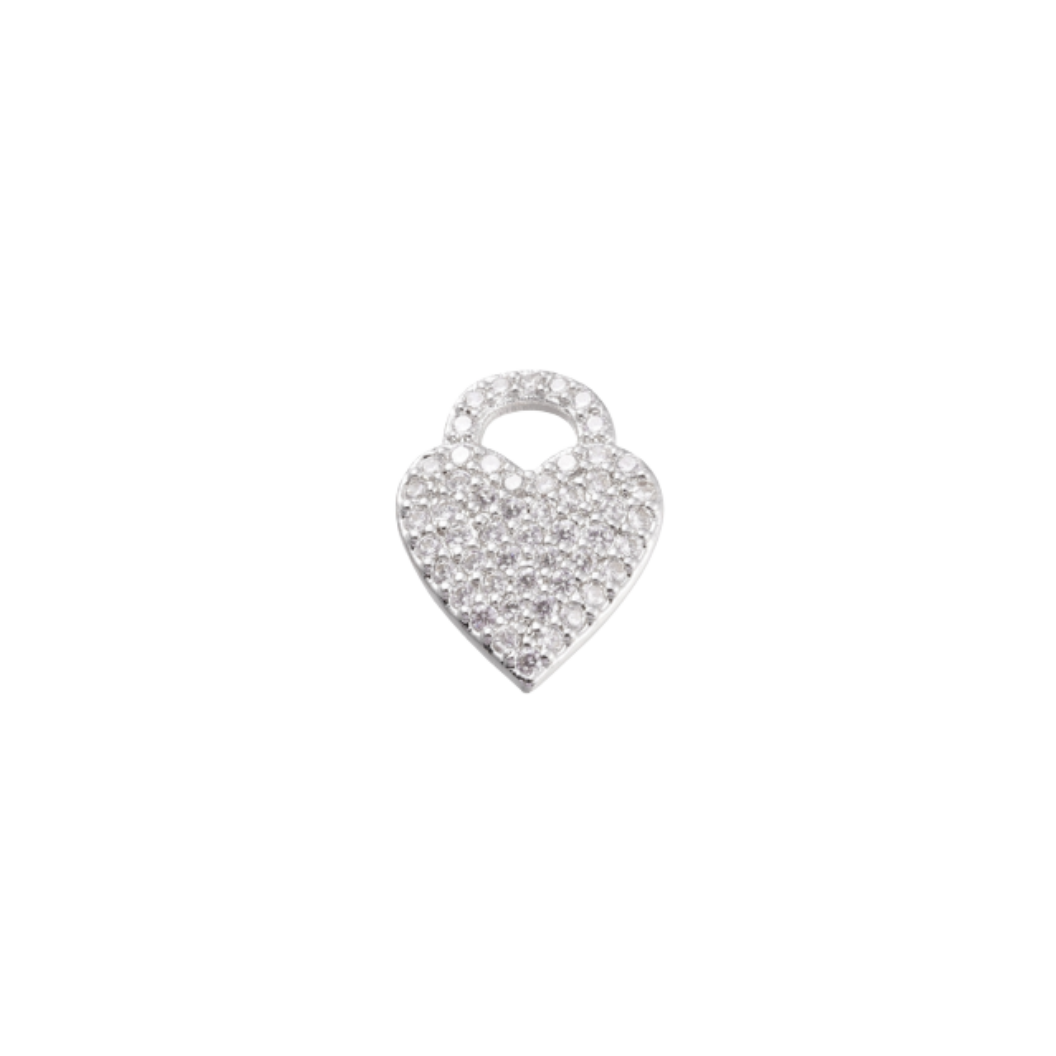 Silver Sparkle Heart with Cubic Zirconia Charm