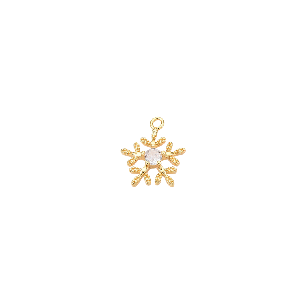 Transparent view of the Gold Milgrain Snowflake Charm