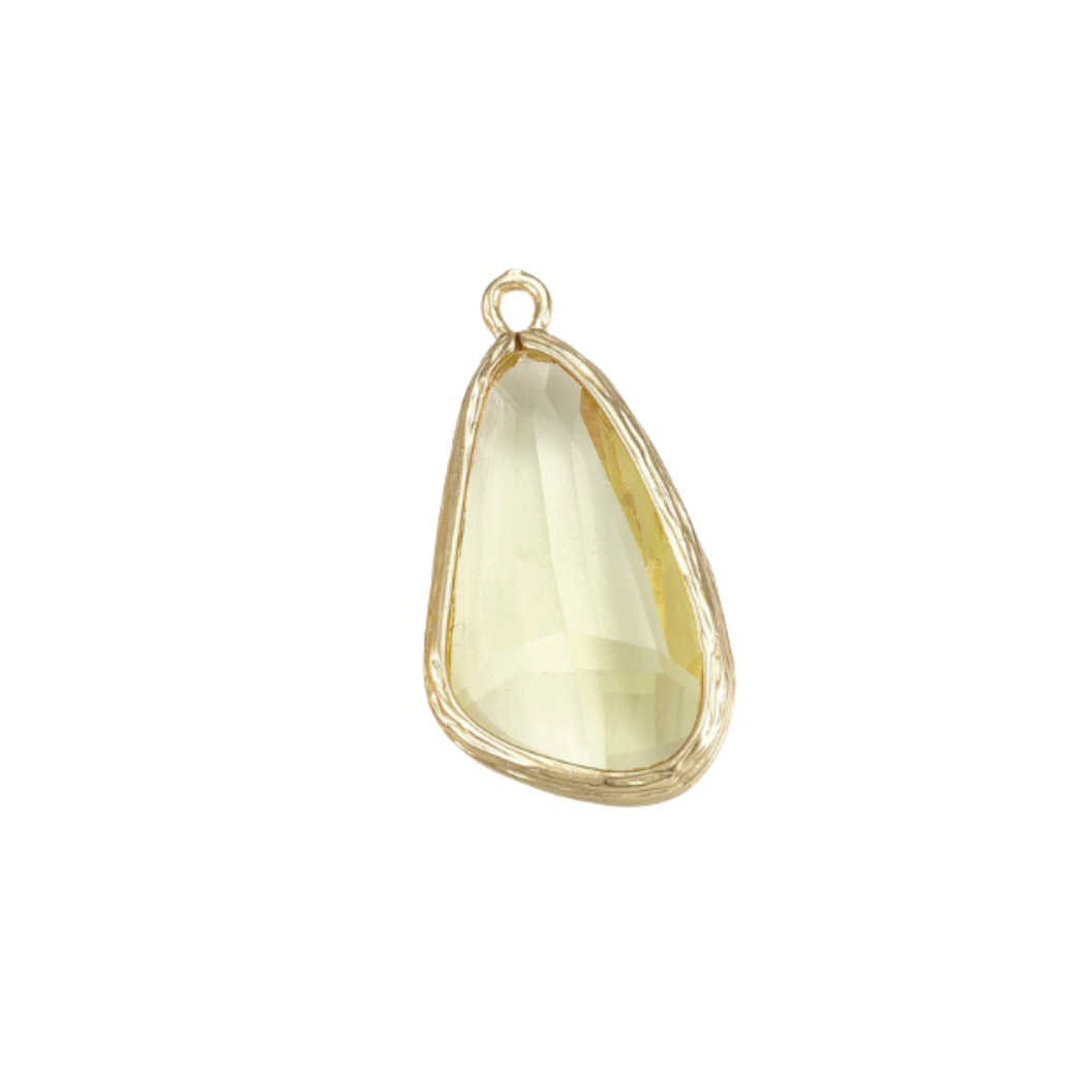 Transparent view of the Gold Faceted Prism Drop Charm | Yellow
