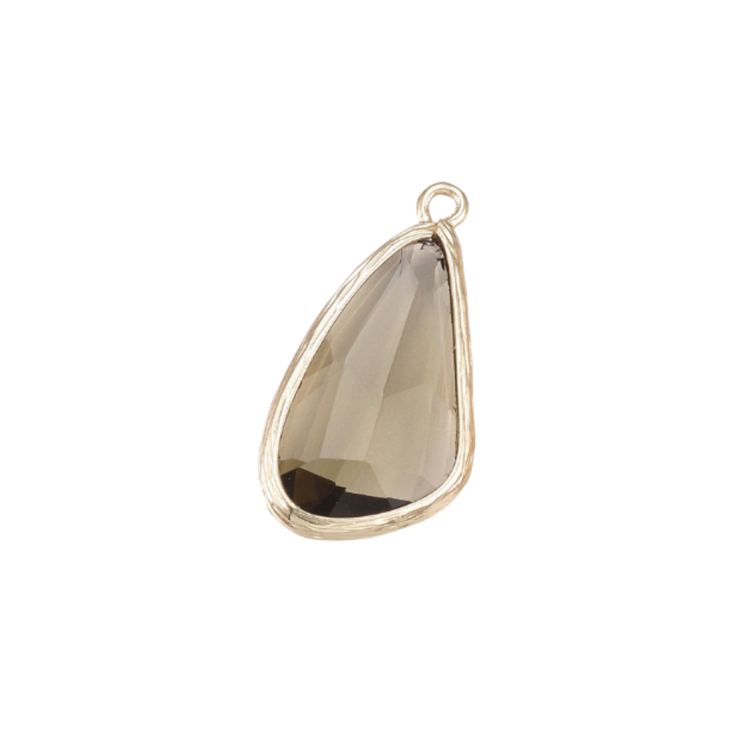 Transparent view of the Gold Faceted Prism Drop Charm | Brown