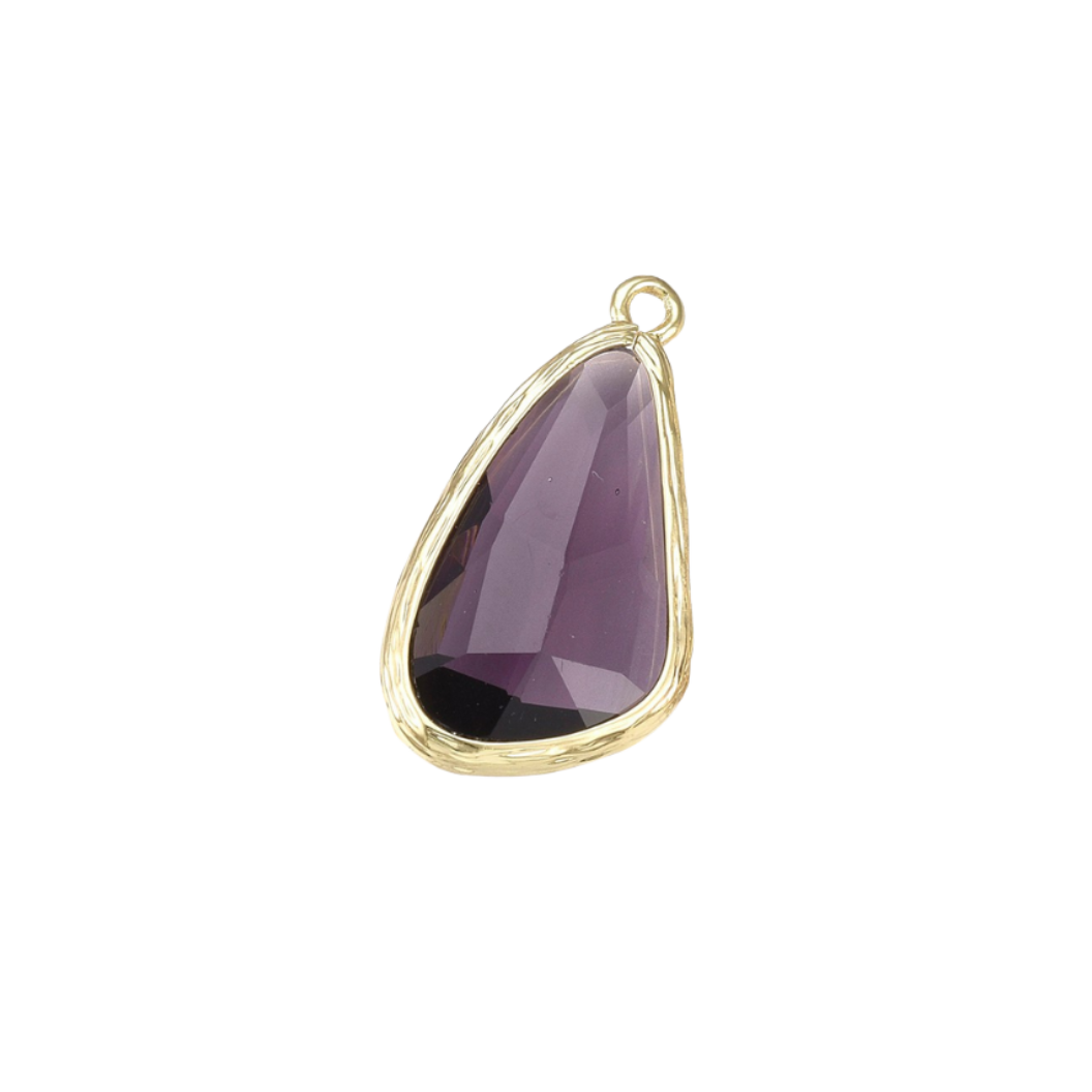 Transparent view of the Gold Faceted Prism Drop Charm | Purple