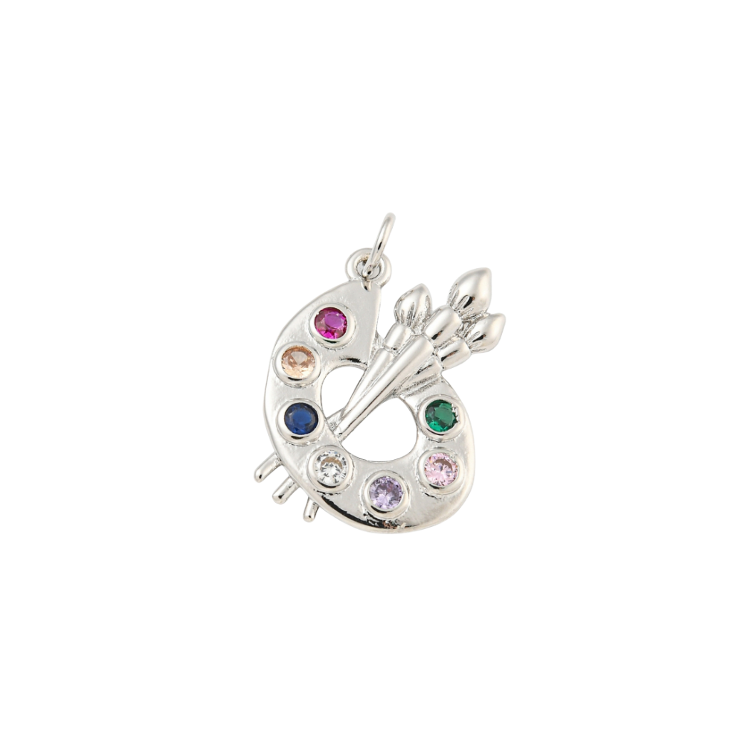 Transparent view of the Silver and Cubic Zirconia Artist Palette Charm