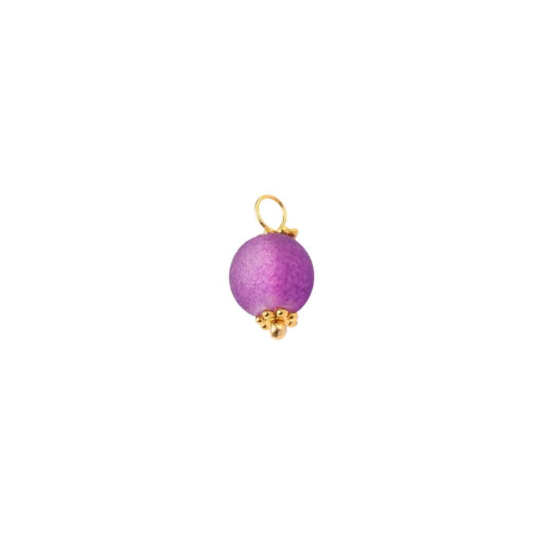 Transparent view of the Gold Frosted Glass Bead Charm | Assorted | Purple