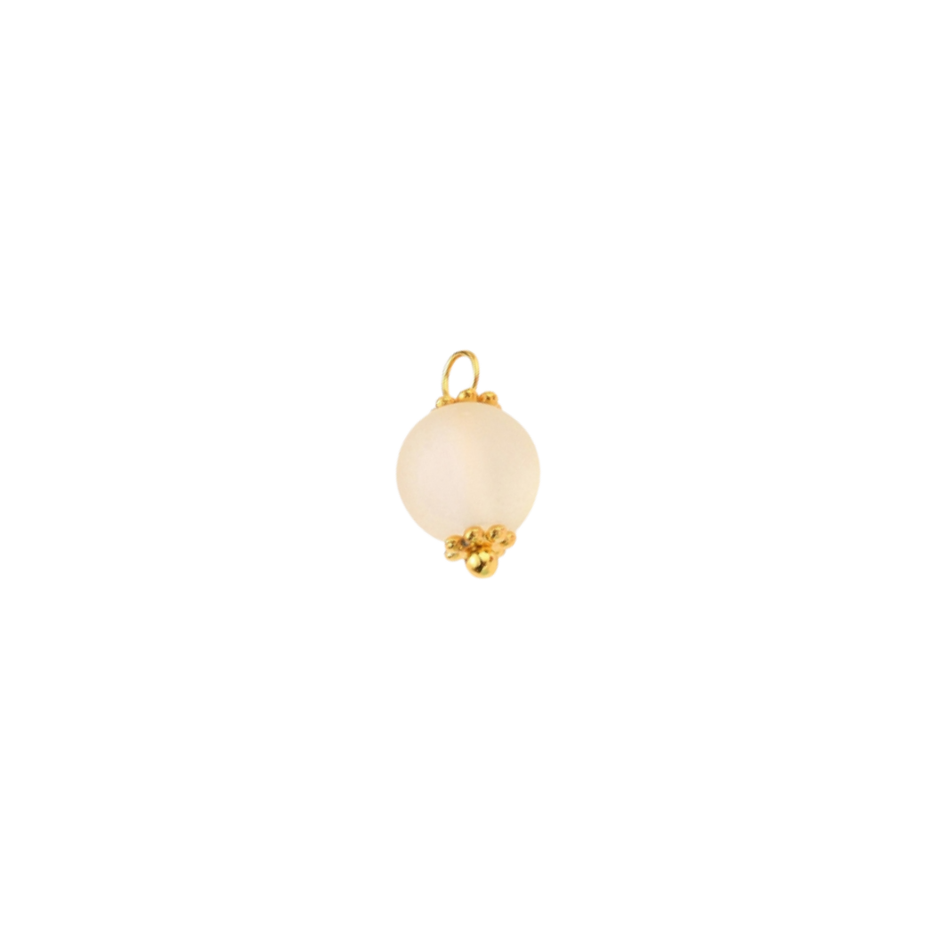 Transparent view of the Gold Frosted Glass Bead Charm | Assorted | White