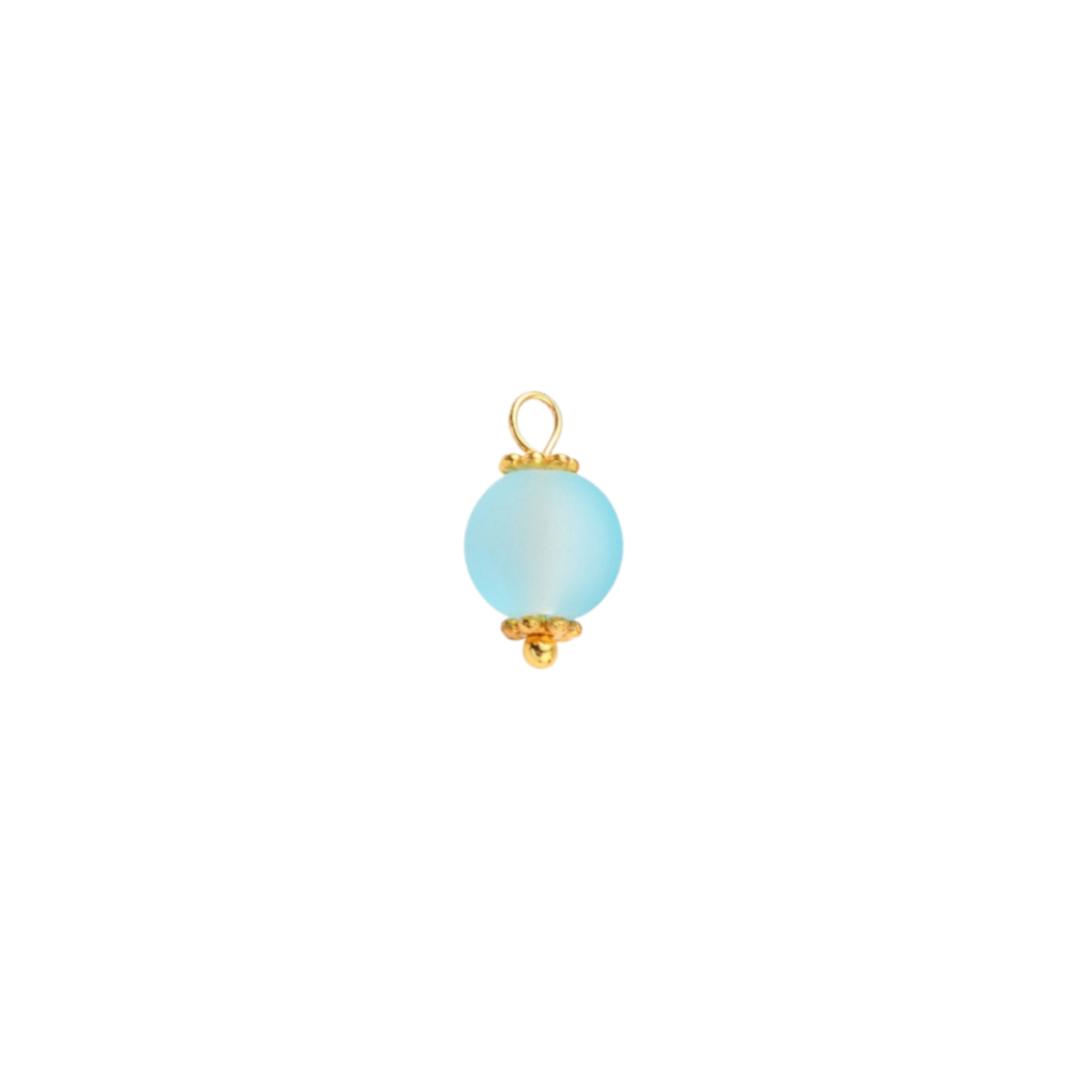 Transparent view of the Gold Frosted Glass Bead Charm | Assorted | Blue