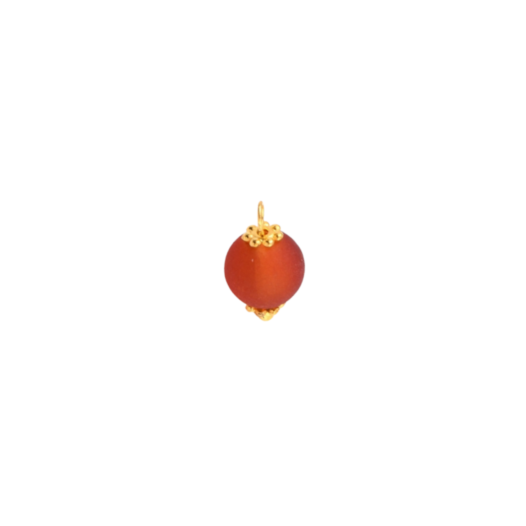 Transparent view of the Gold Frosted Glass Bead Charm | Assorted | Red