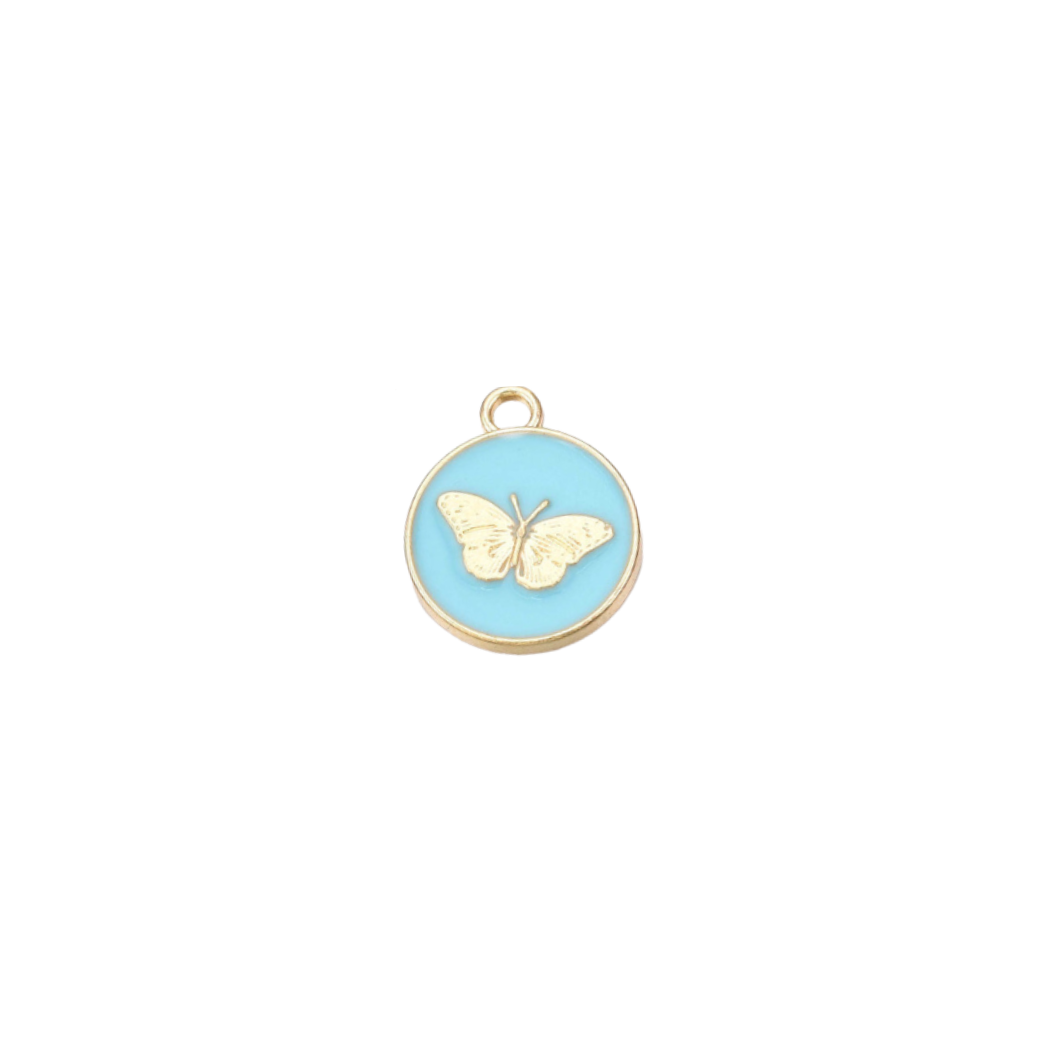Gold Butterfly Disk Charm -Assorted