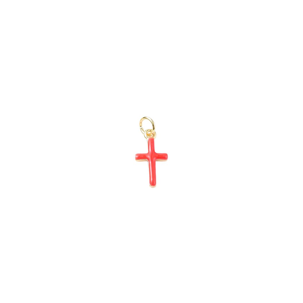 Gold Enamel Cross Charm -Assorted