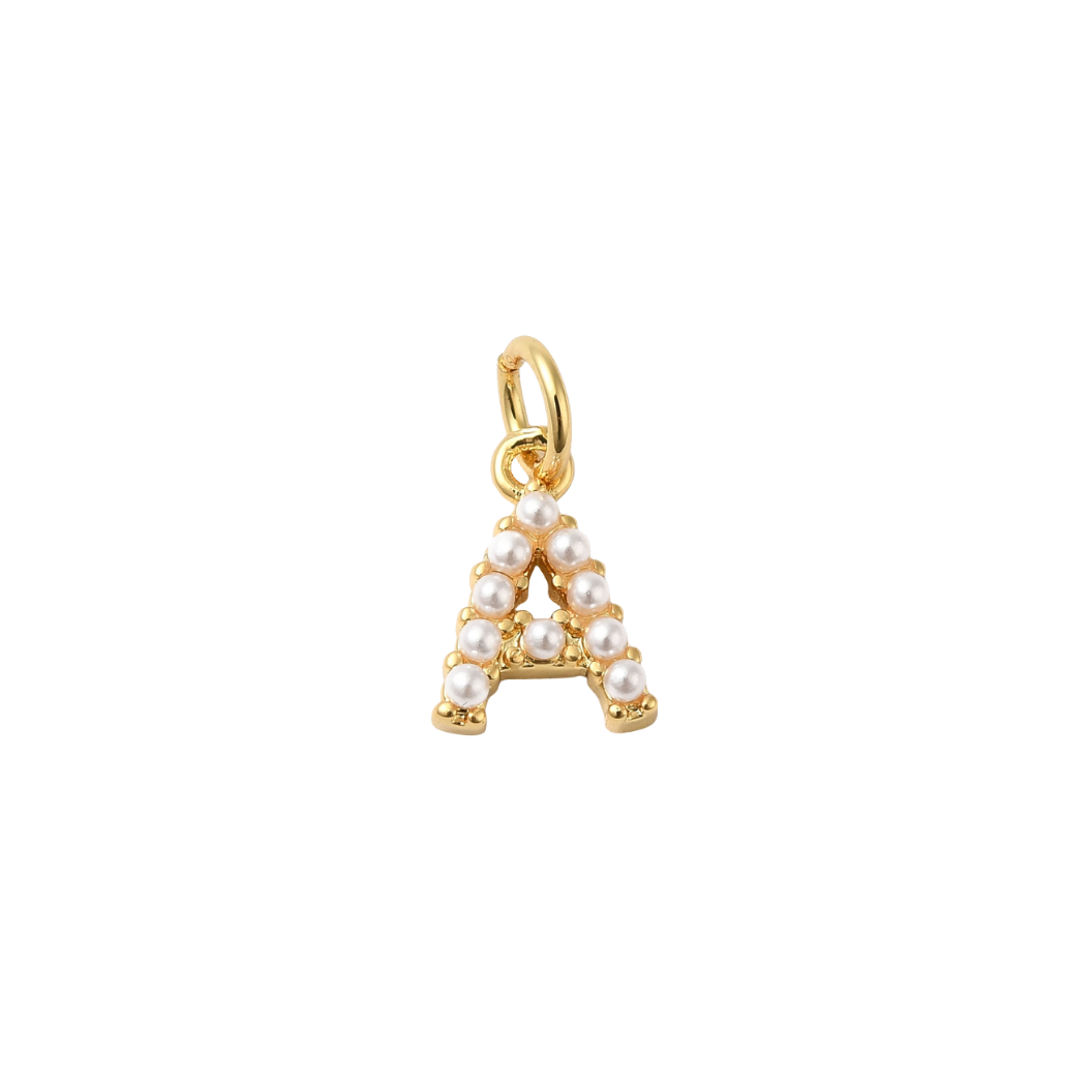 Transparent view of the Gold Large Pearl Initial Letter | Alphabet Charm | Letter A