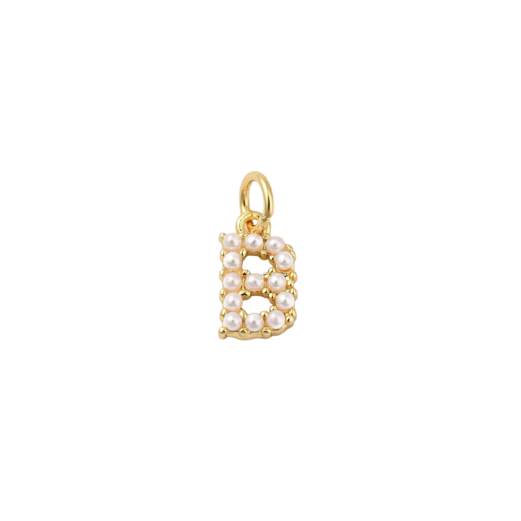 Transparent view of the Gold Large Pearl Initial Letter | Alphabet Charm | Letter B