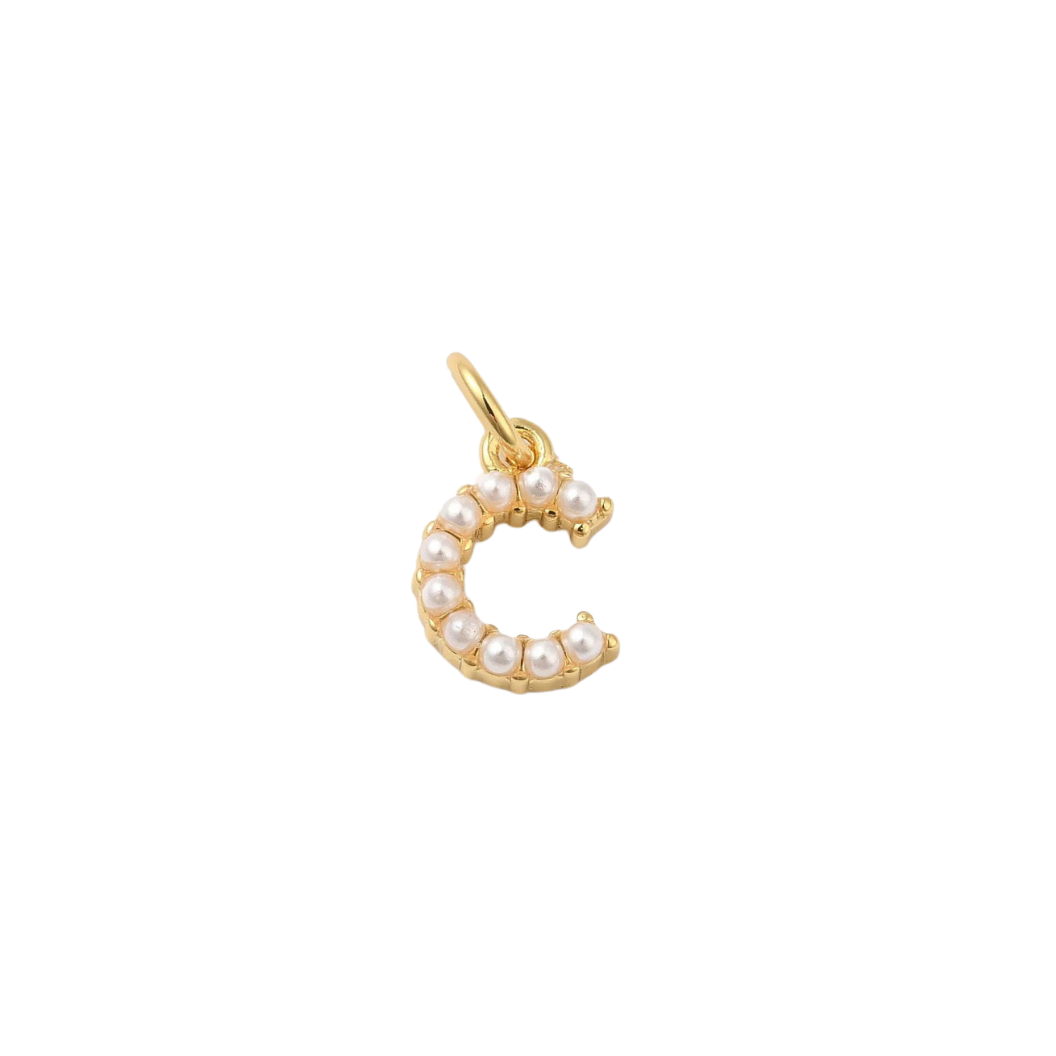 Transparent view of the Gold Large Pearl Initial Letter | Alphabet Charm | Letter C