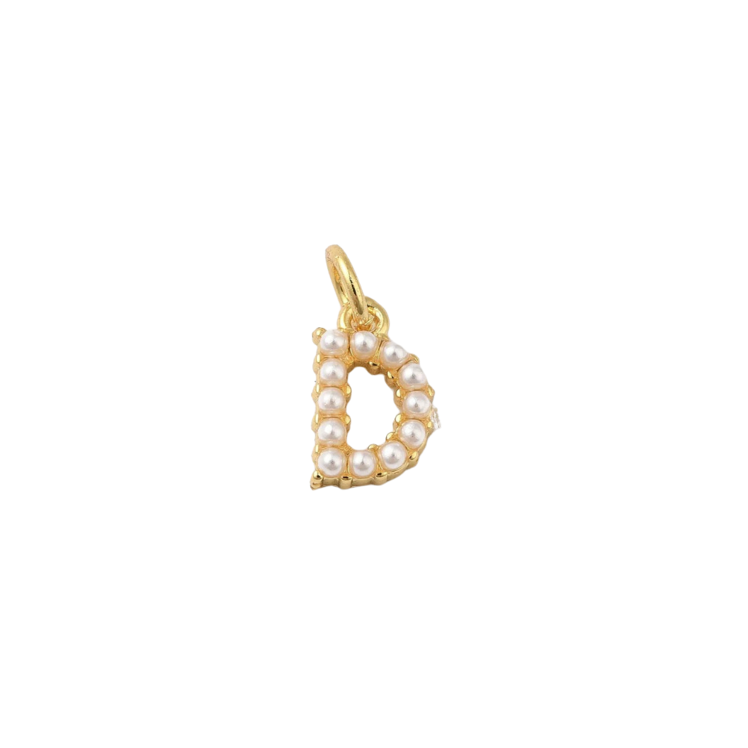 Transparent view of the Gold Large Pearl Initial Letter | Alphabet Charm | Letter D