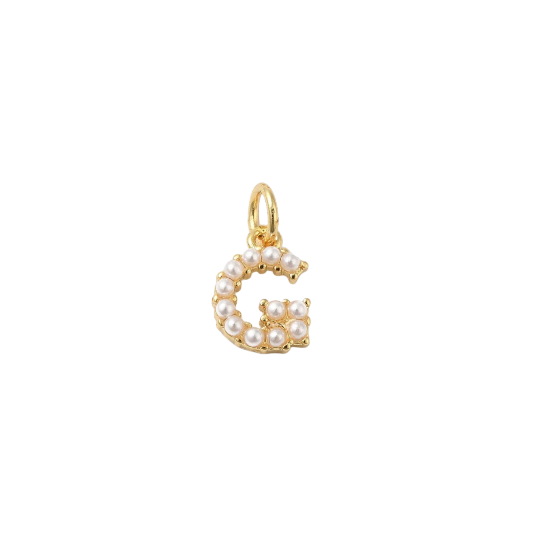 Transparent view of the Gold Large Pearl Initial Letter | Alphabet Charm | Letter G