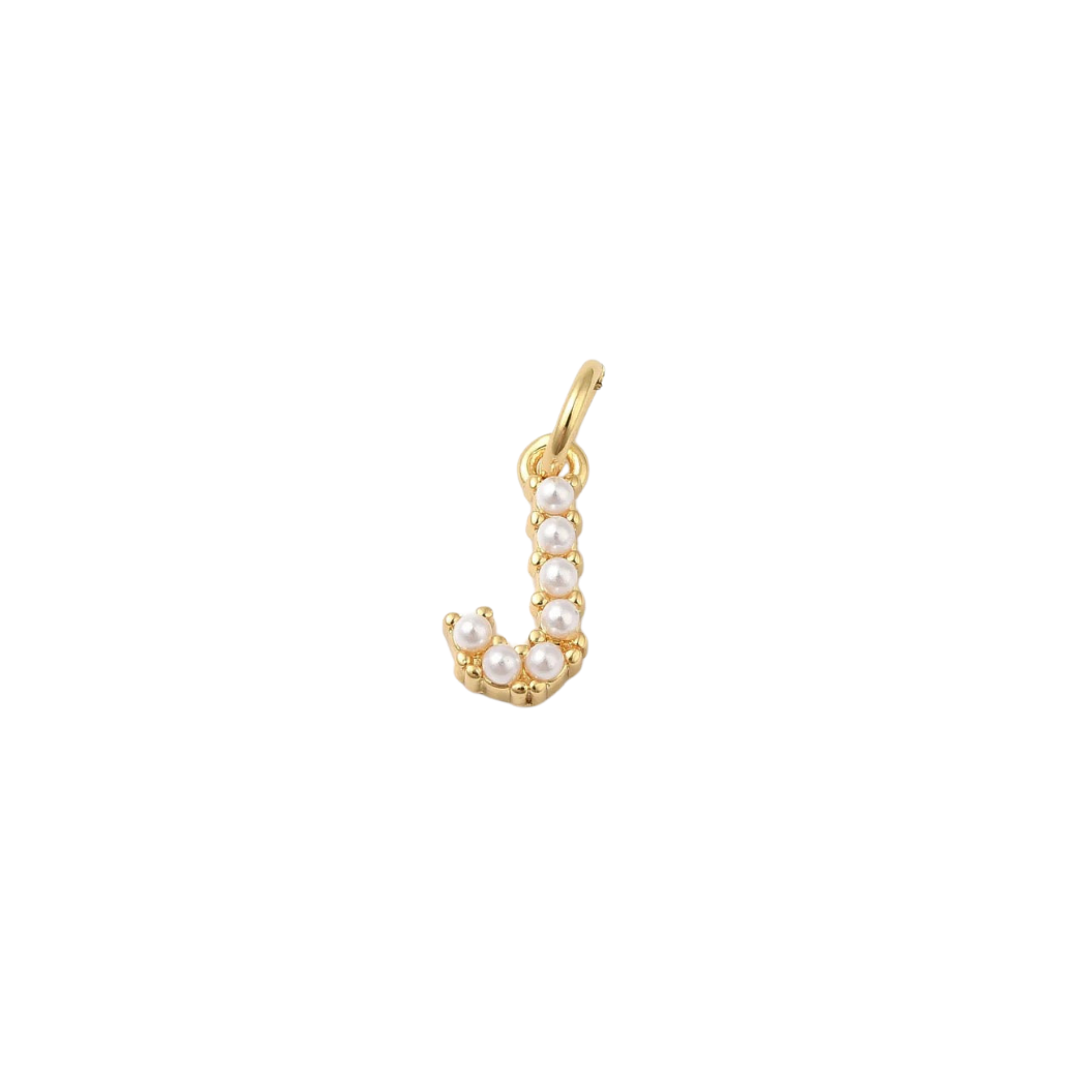 Transparent view of the Gold Large Pearl Initial Letter | Alphabet Charm | Letter J