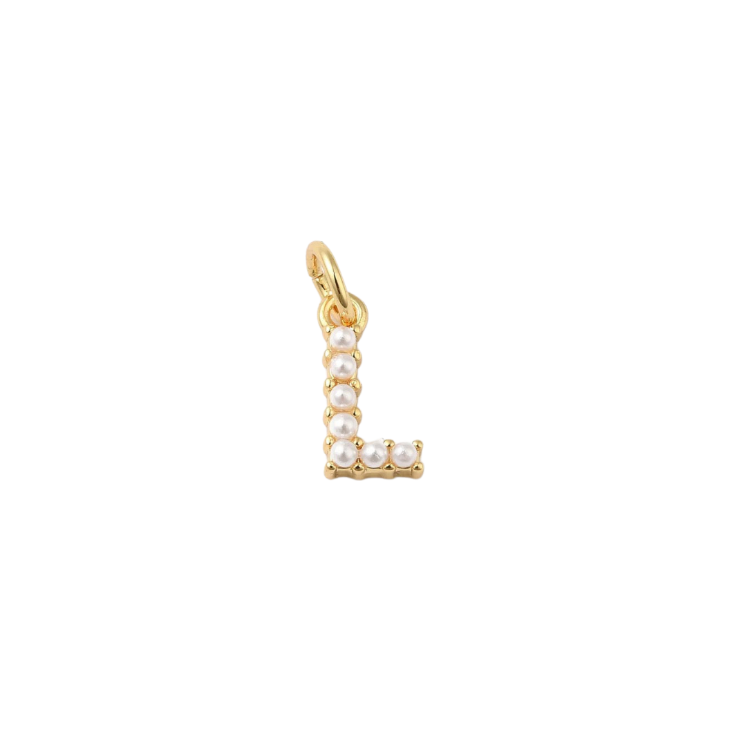 Transparent view of the Gold Large Pearl Initial Letter | Alphabet Charm | Letter L
