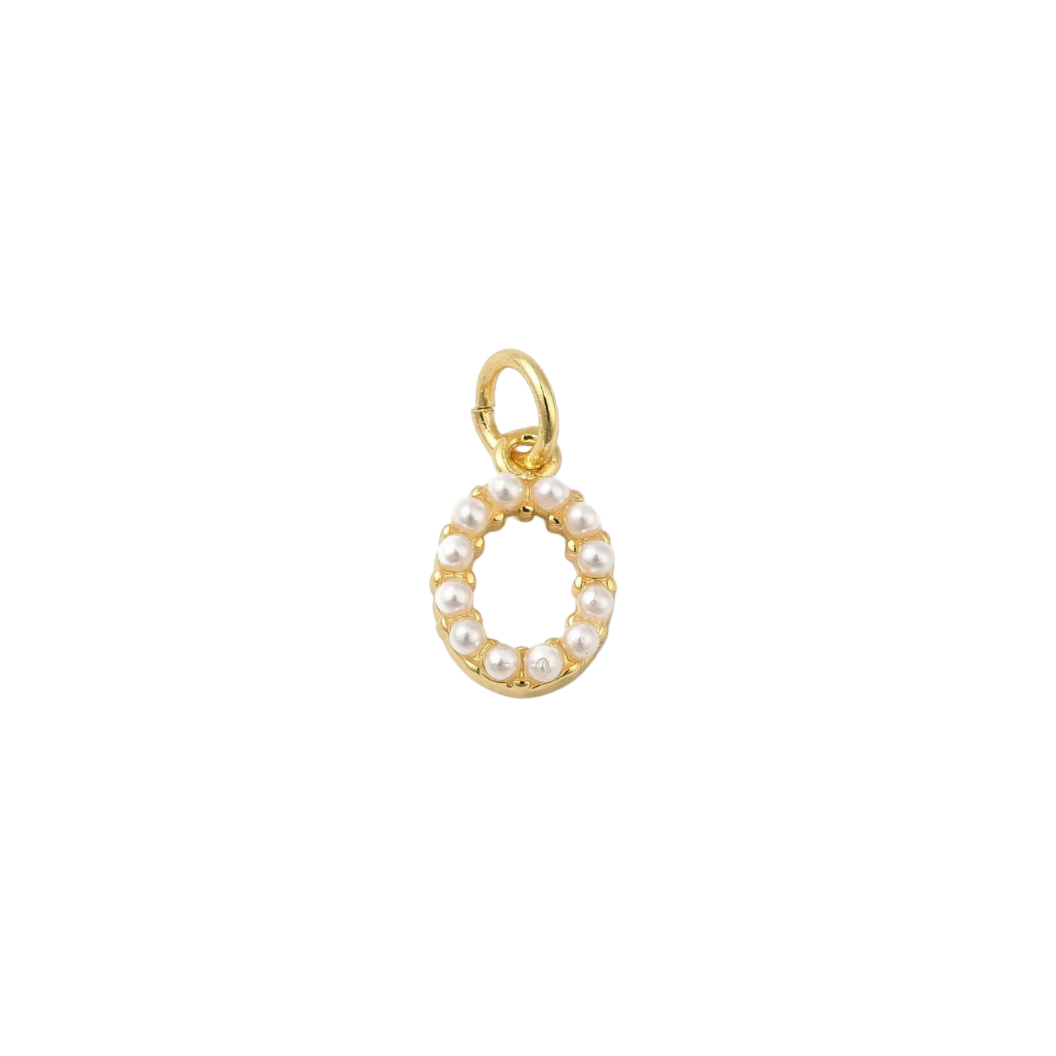 Transparent view of the Gold Large Pearl Initial Letter | Alphabet Charm | Letter O