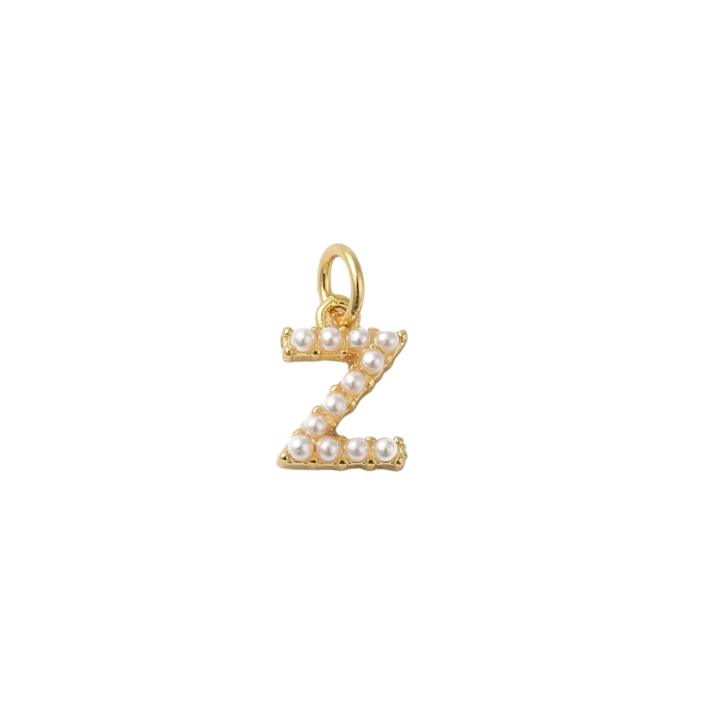 Transparent view of the Gold Large Pearl Initial Letter | Alphabet Charm | Letter Z
