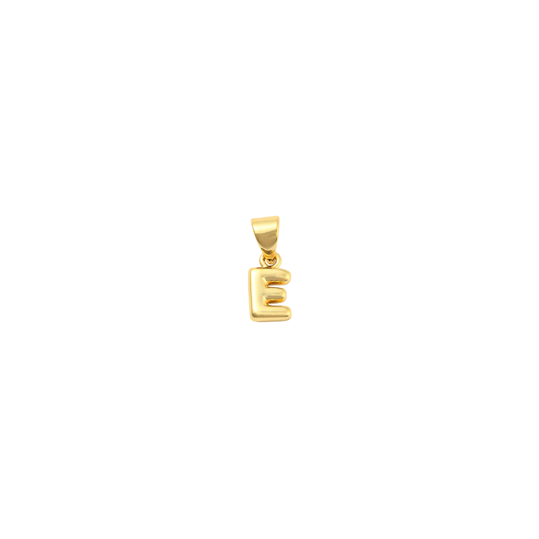 Transparent view of the Gold 18K Mini Bubble Initial Letter | Alphabet Charm | Letter E