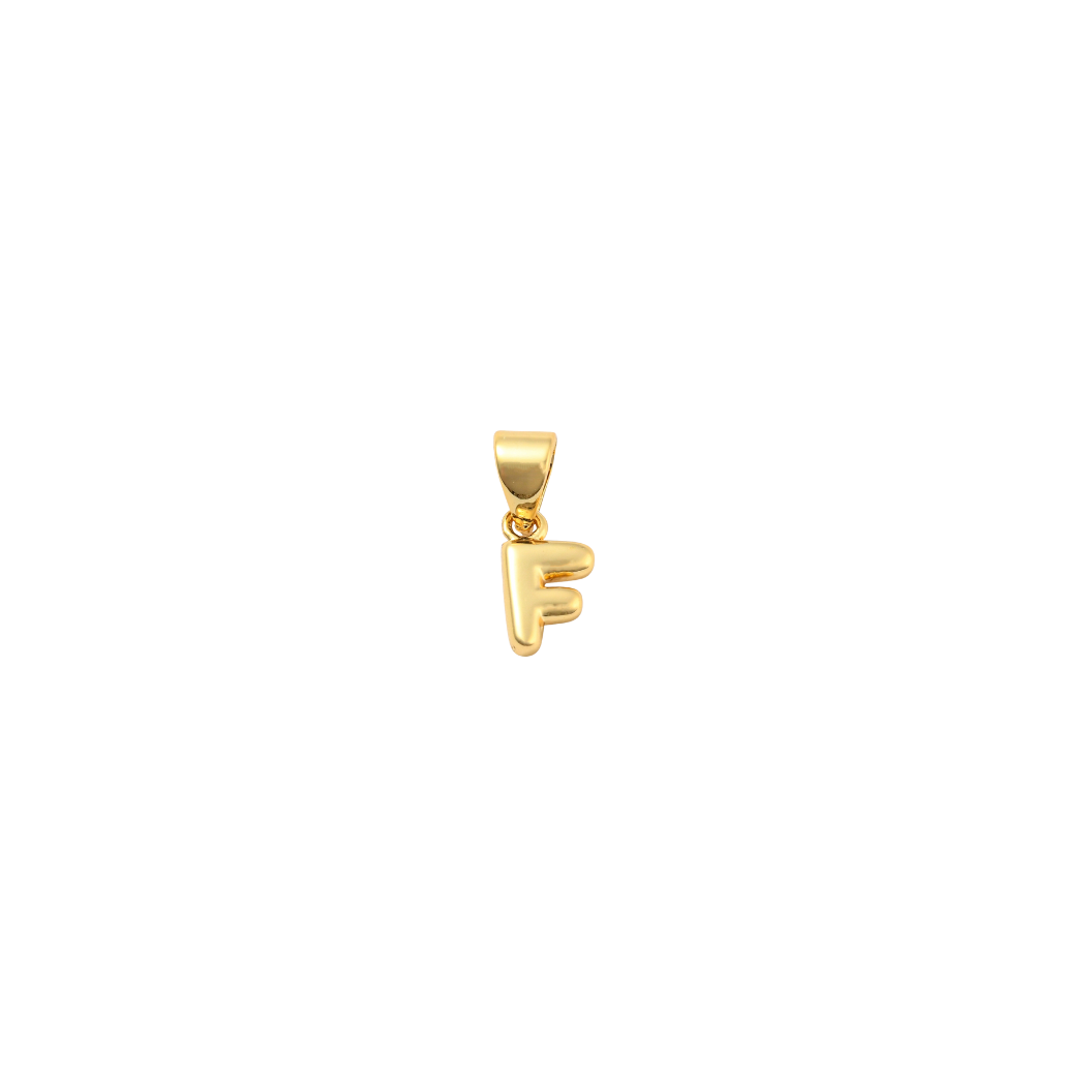Transparent view of the Gold 18K Mini Bubble Initial Letter | Alphabet Charm | Letter F