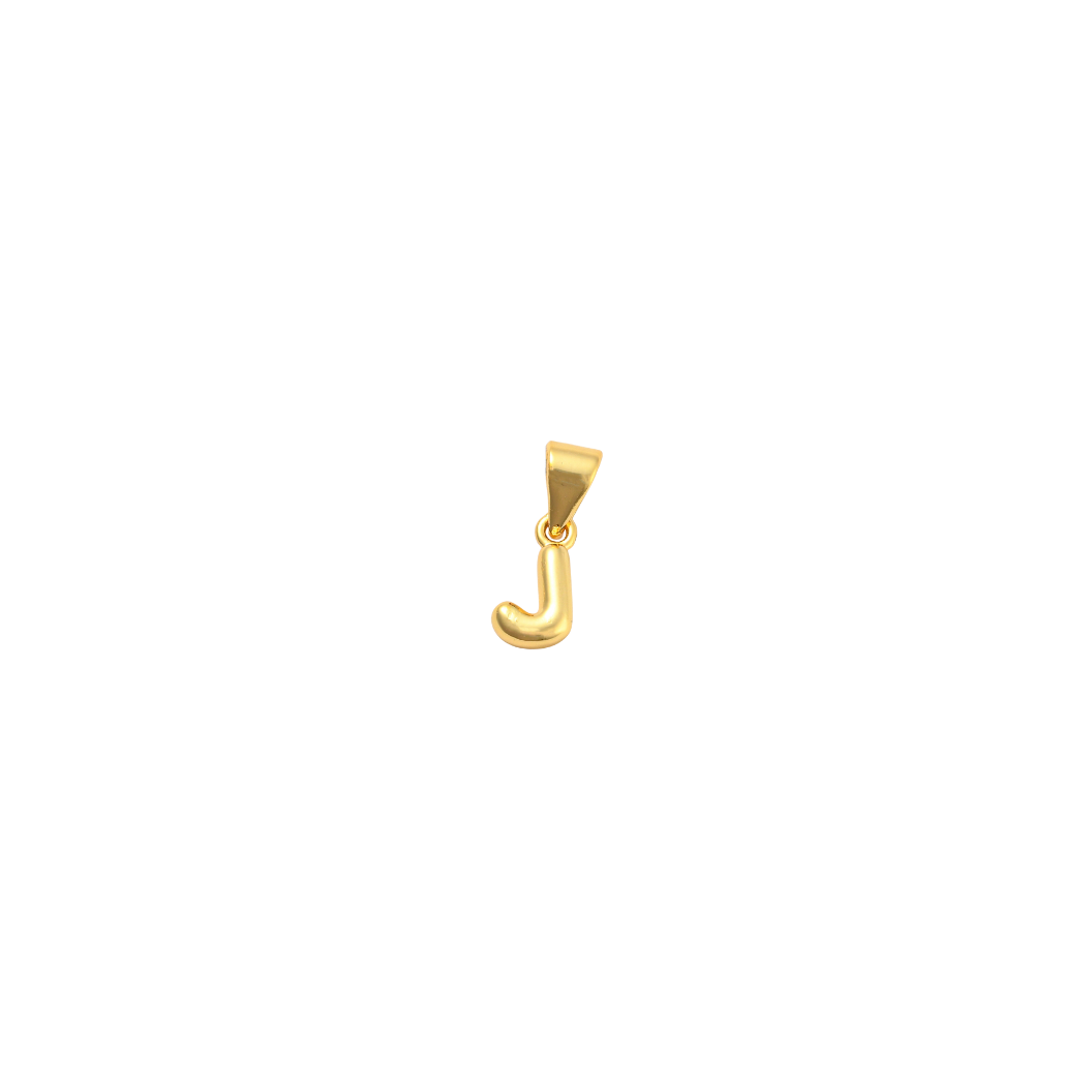 Transparent view of the Gold 18K Mini Bubble Initial Letter | Alphabet Charm | Letter J