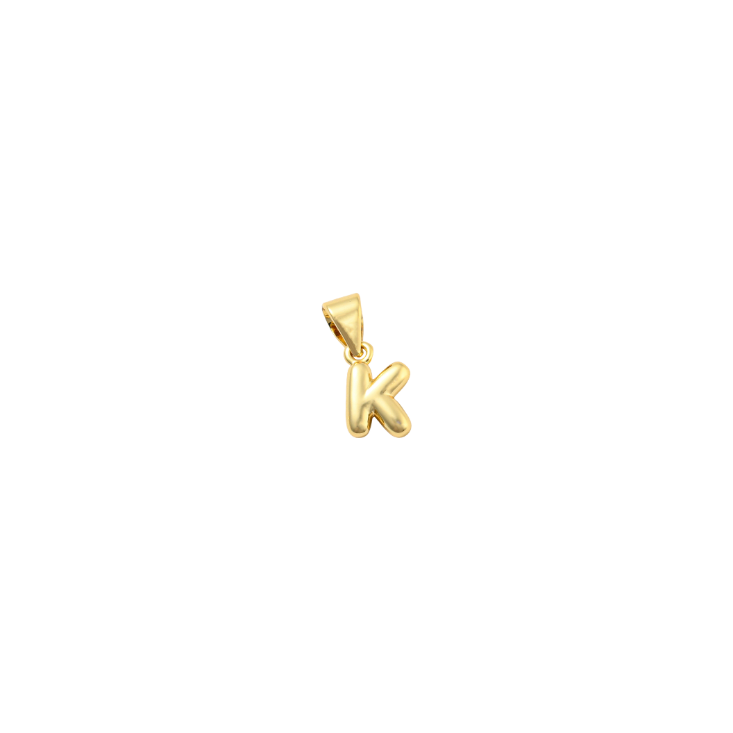 Transparent view of the Gold 18K Mini Bubble Initial Letter | Alphabet Charm | Letter K