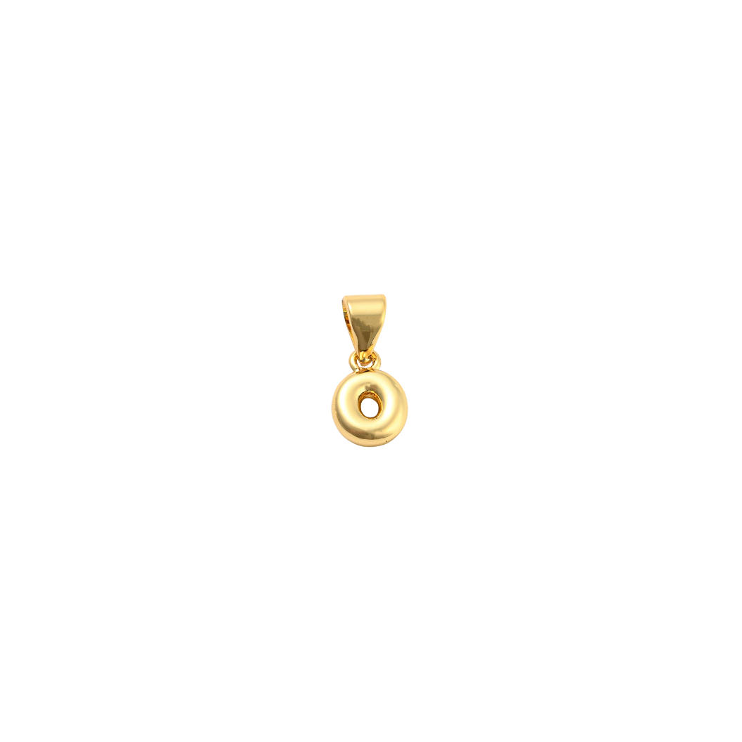 Transparent view of the Gold 18K Mini Bubble Initial Letter | Alphabet Charm | Letter O