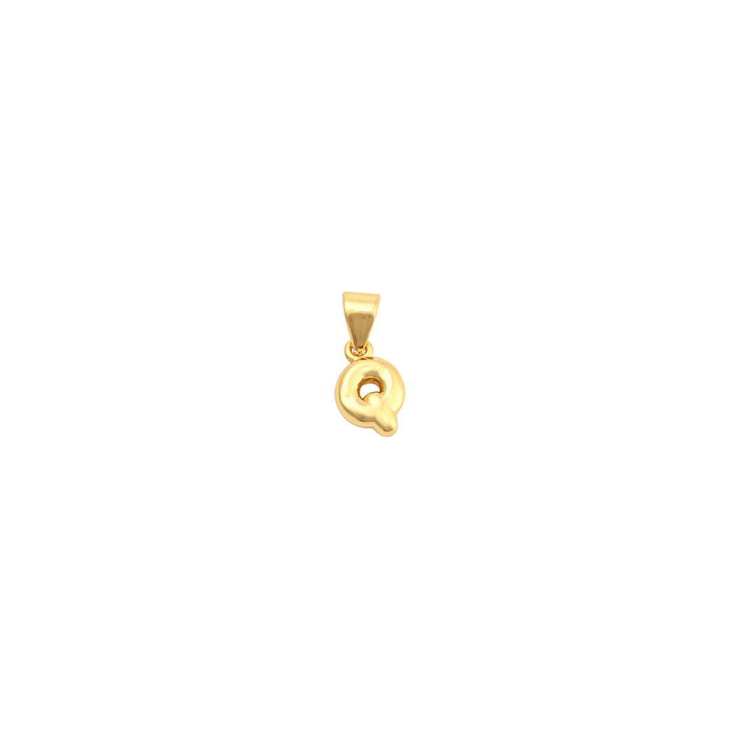 Transparent view of the Gold 18K Mini Bubble Initial Letter | Alphabet Charm | Letter Q