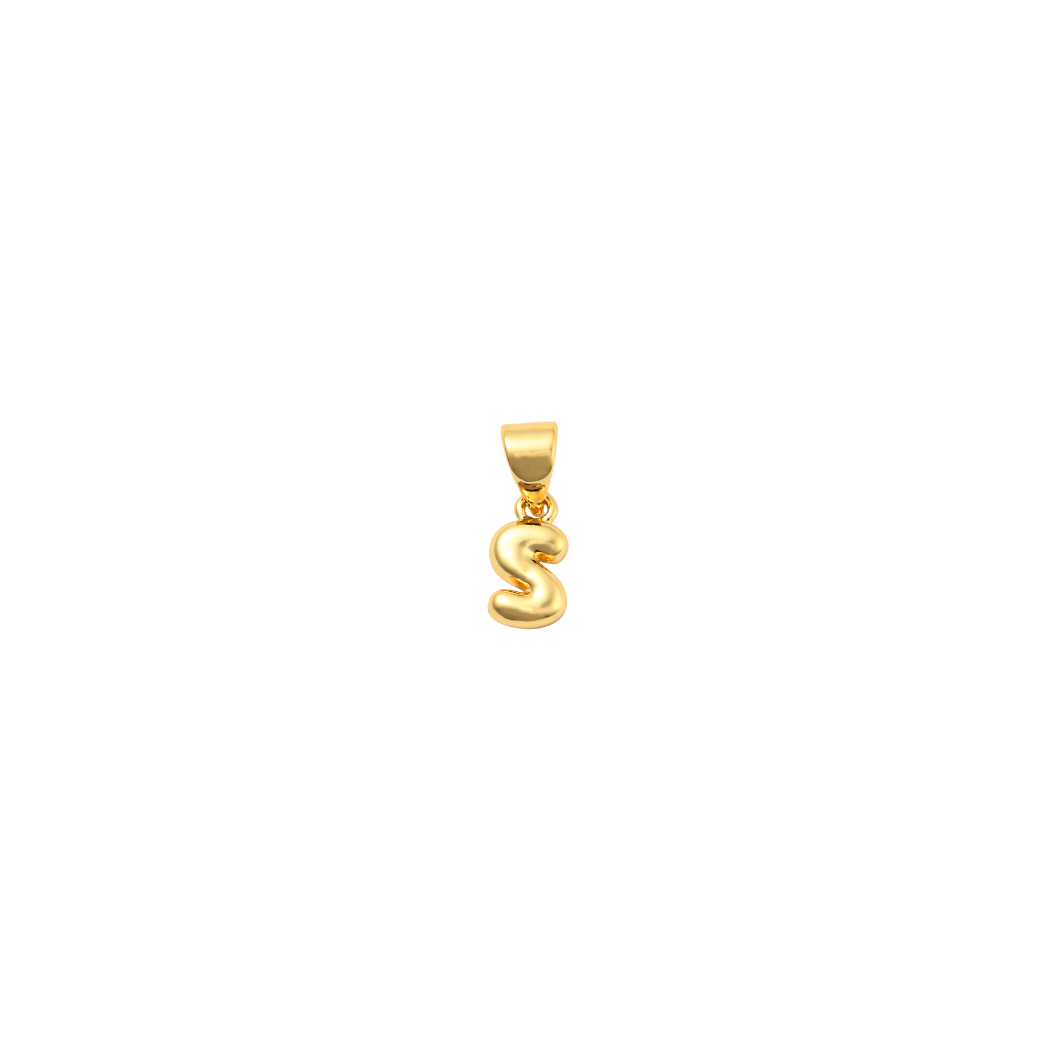 Transparent view of the Gold 18K Mini Bubble Initial Letter | Alphabet Charm | Letter S