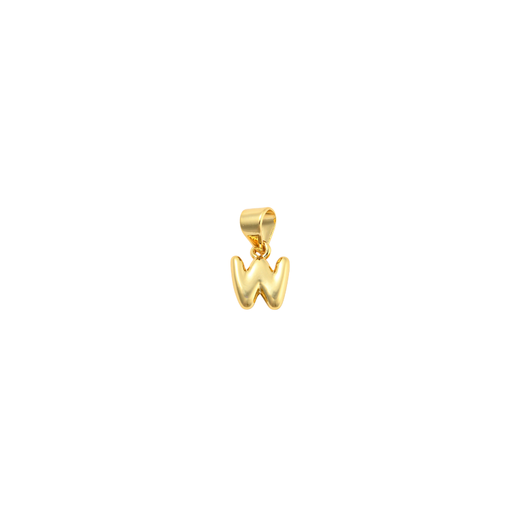 Transparent view of the Gold 18K Mini Bubble Initial Letter | Alphabet Charm | Letter W