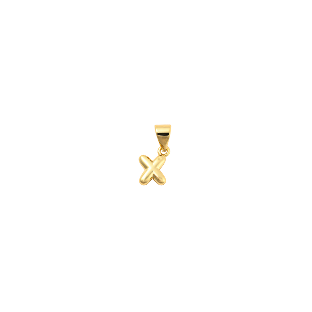 Transparent view of the Gold 18K Mini Bubble Initial Letter | Alphabet Charm | Letter X