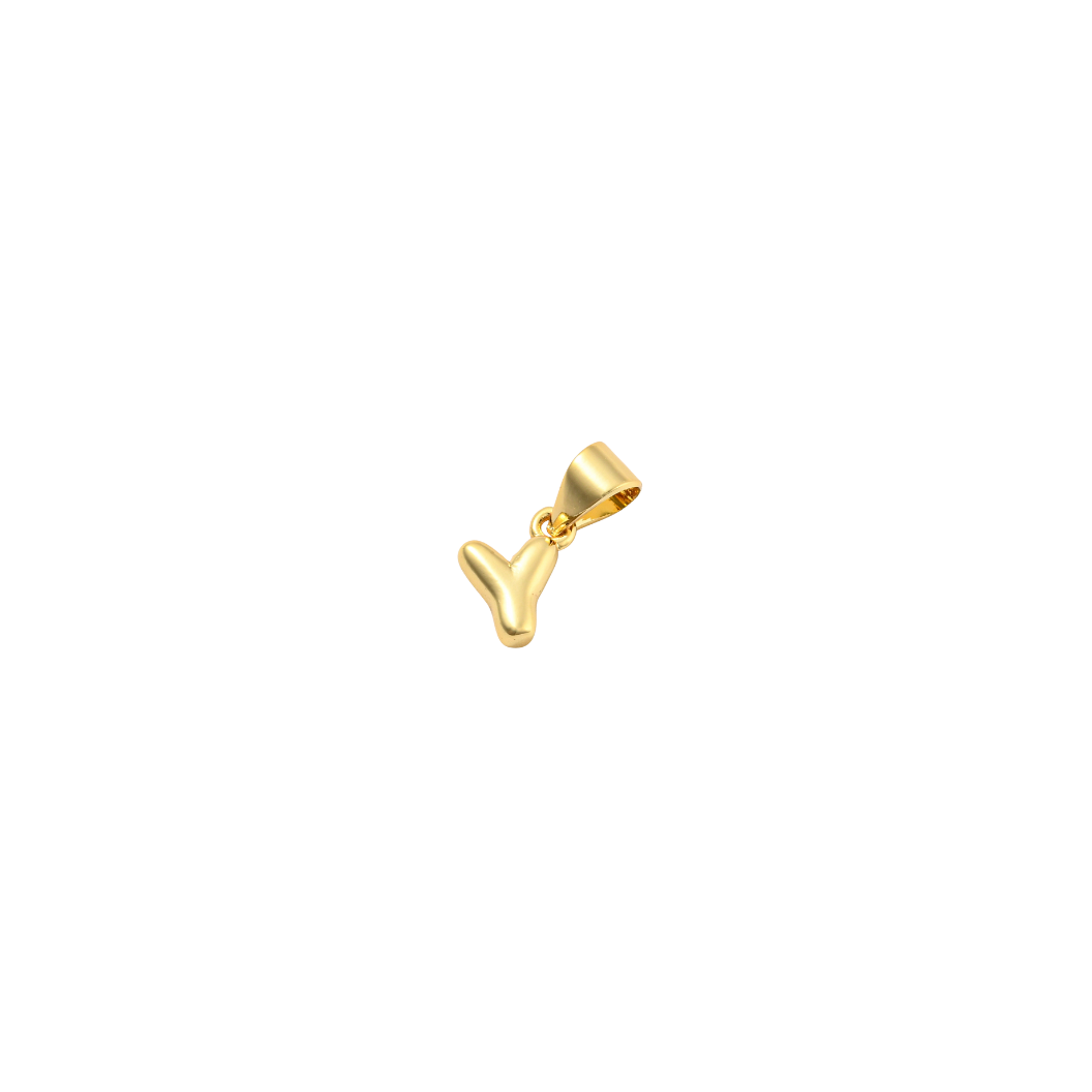 Transparent view of the Gold 18K Mini Bubble Initial Letter | Alphabet Charm | Letter Y