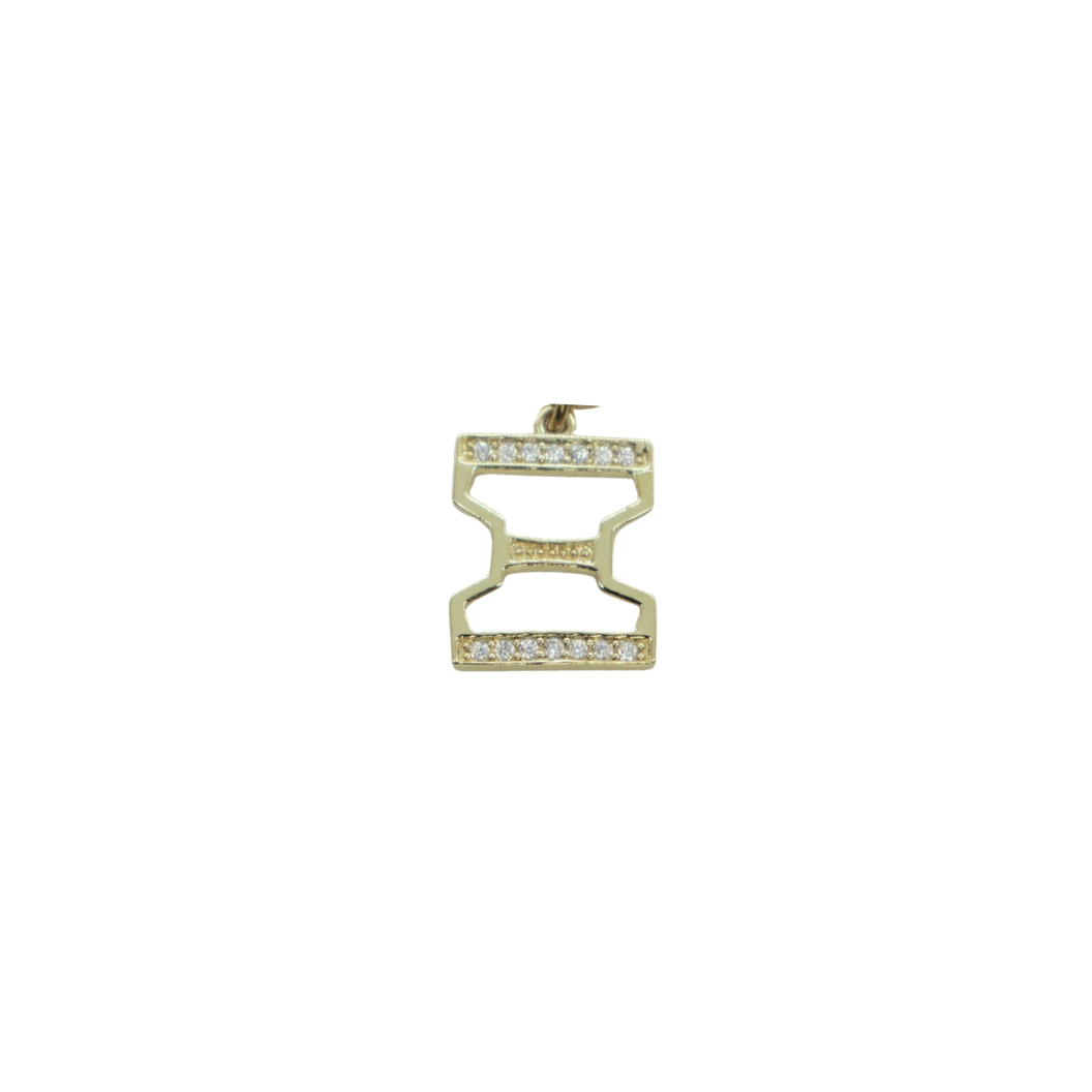 Transparent view of the Gold Cubic Zirconia Greek Life Charms | Xi