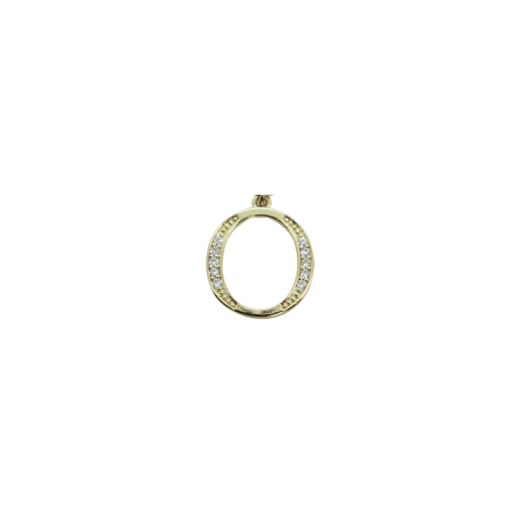 Transparent view of the Gold Cubic Zirconia Greek Life Charms | Omicron
