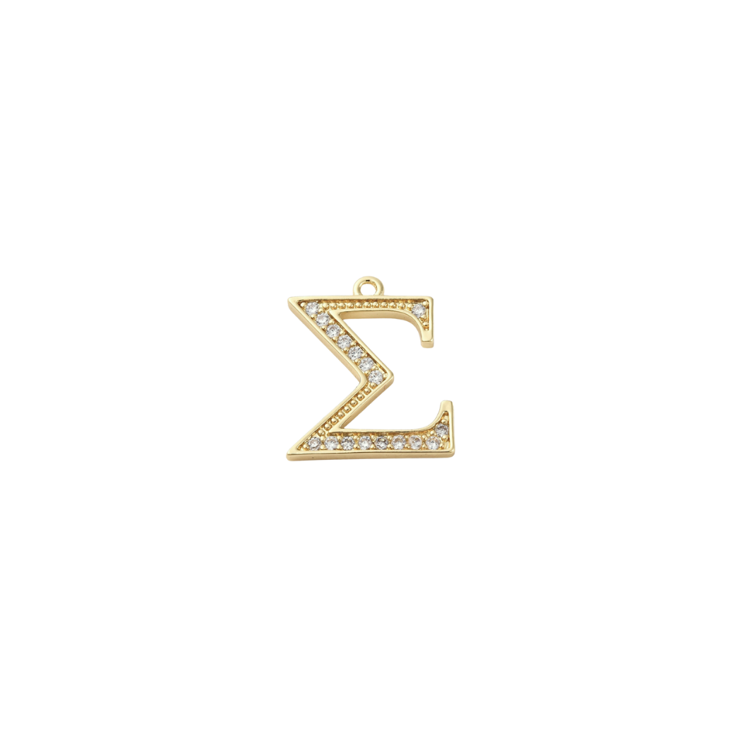Transparent view of the Gold Cubic Zirconia Greek Life Charms | Sigma
