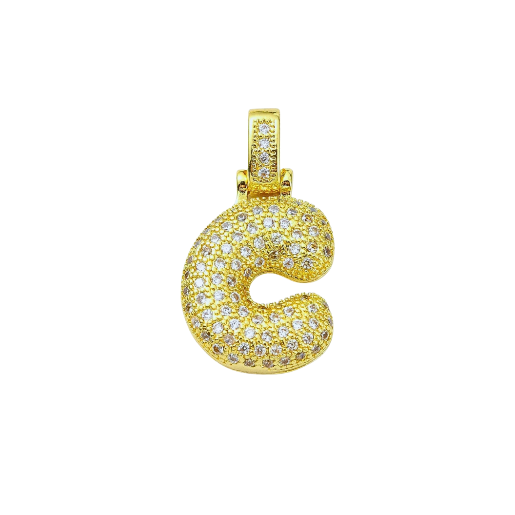 Gold Rhinestone Bubble Initial Letter | Alphabet Charms