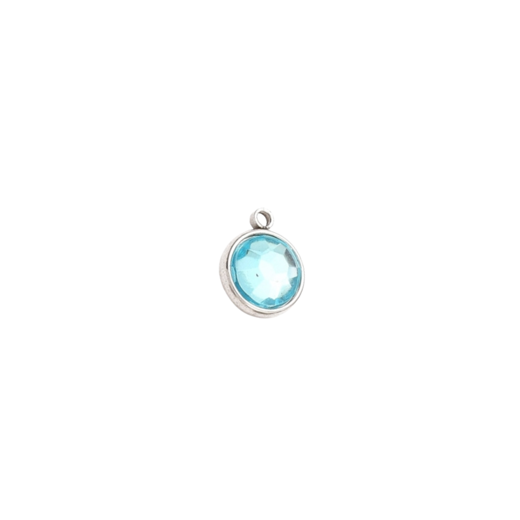 Transparent view of the Silver Round Glass Charm | Assorted | Baby blue