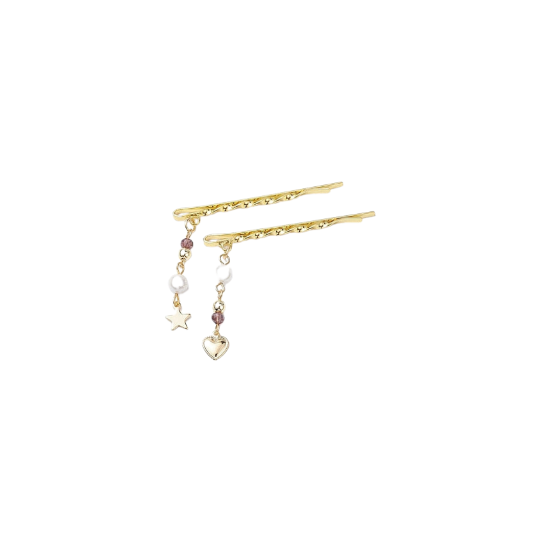 Gold Star & Heart with Pearl Bobby Pin Assorted | Set