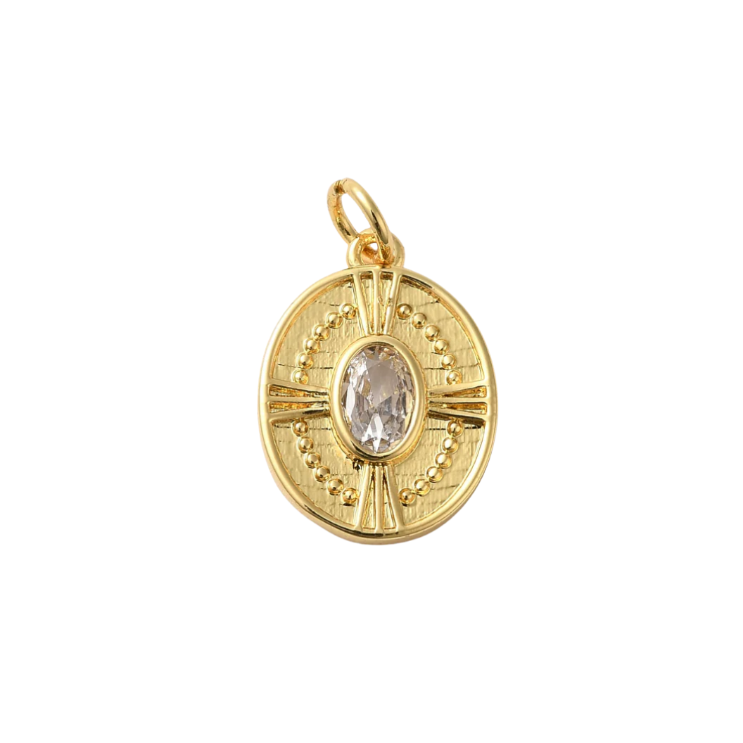 Front view of the Gold Solis Medallion Charm