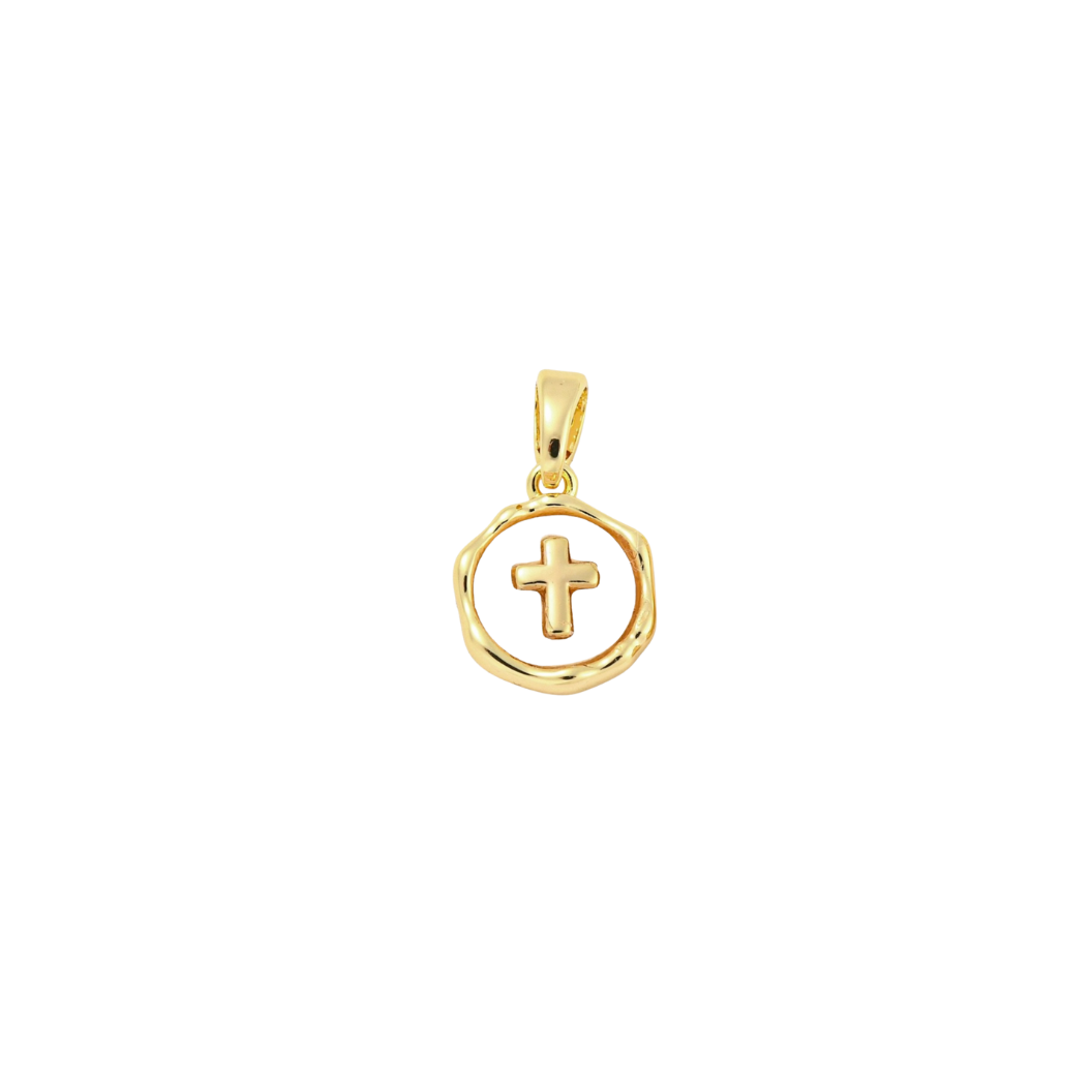 Gold Shell Cross Charm