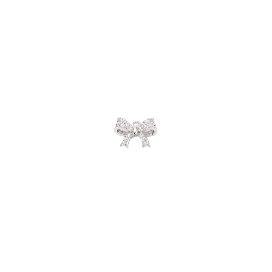 Silver Jeweled Bow Charm