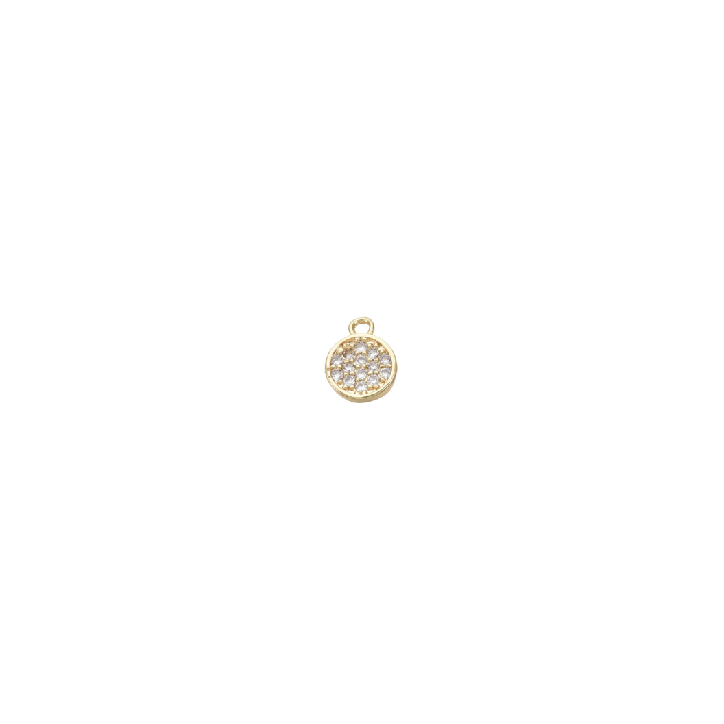 Gold Crystal Disc Charm