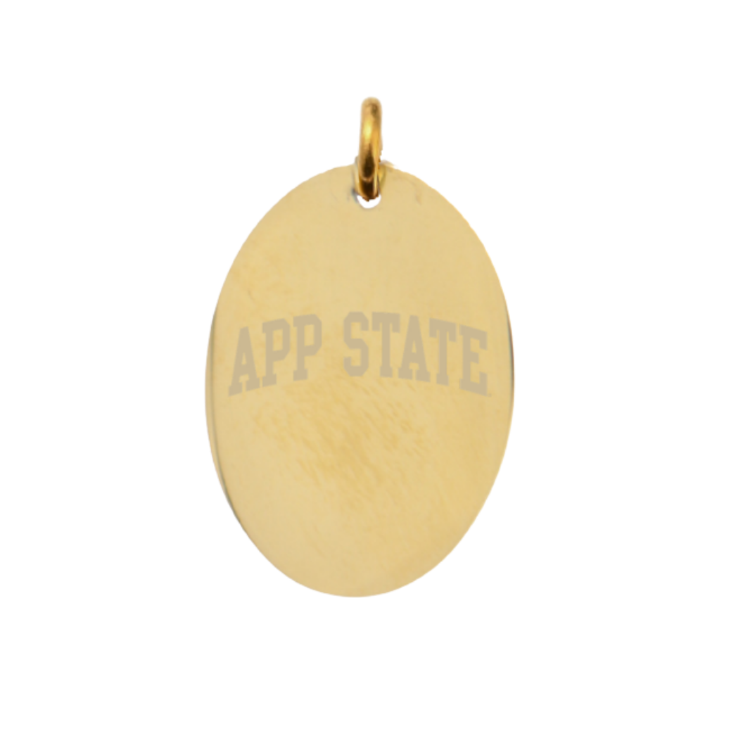 Appalachian State University Large Gold Oval Charm - APP State Text