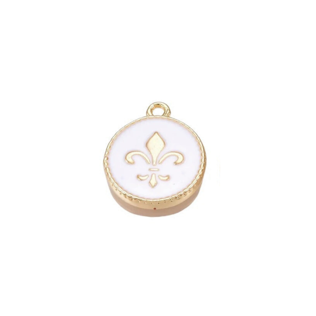 Gold Fleur De Lis Round Charm