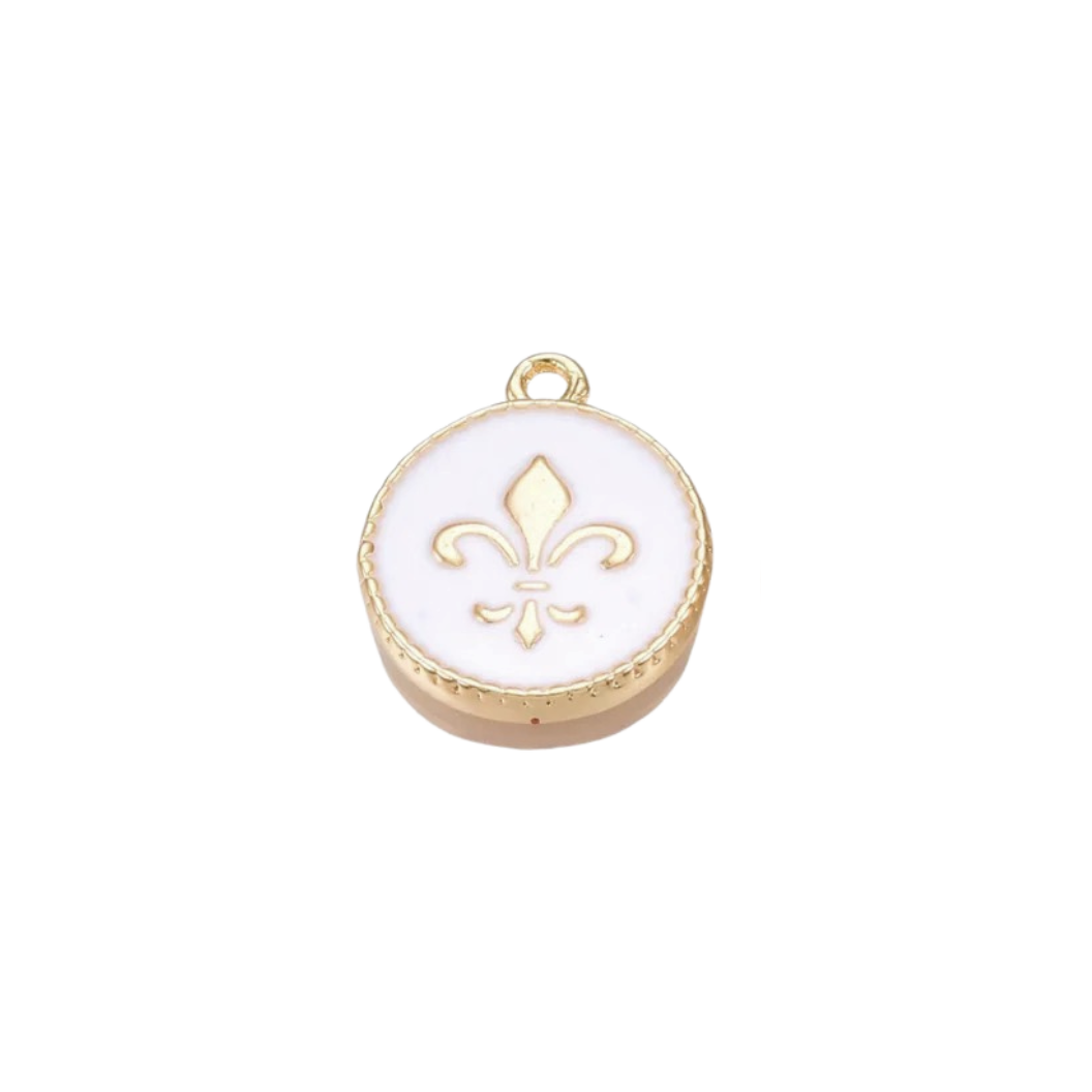 Gold Fleur De Lis Round Charm