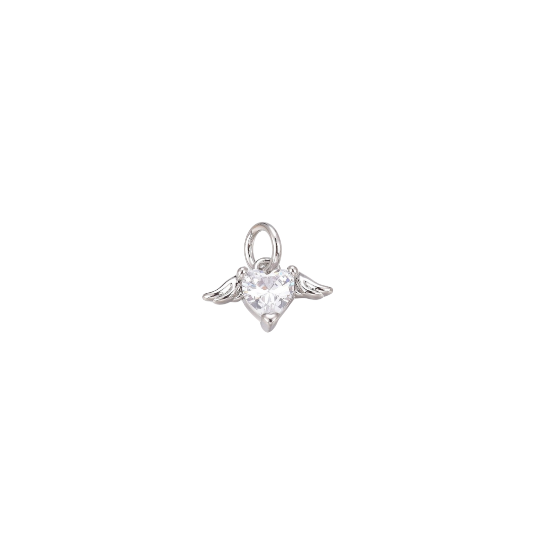 Silver Winged Heart Charm