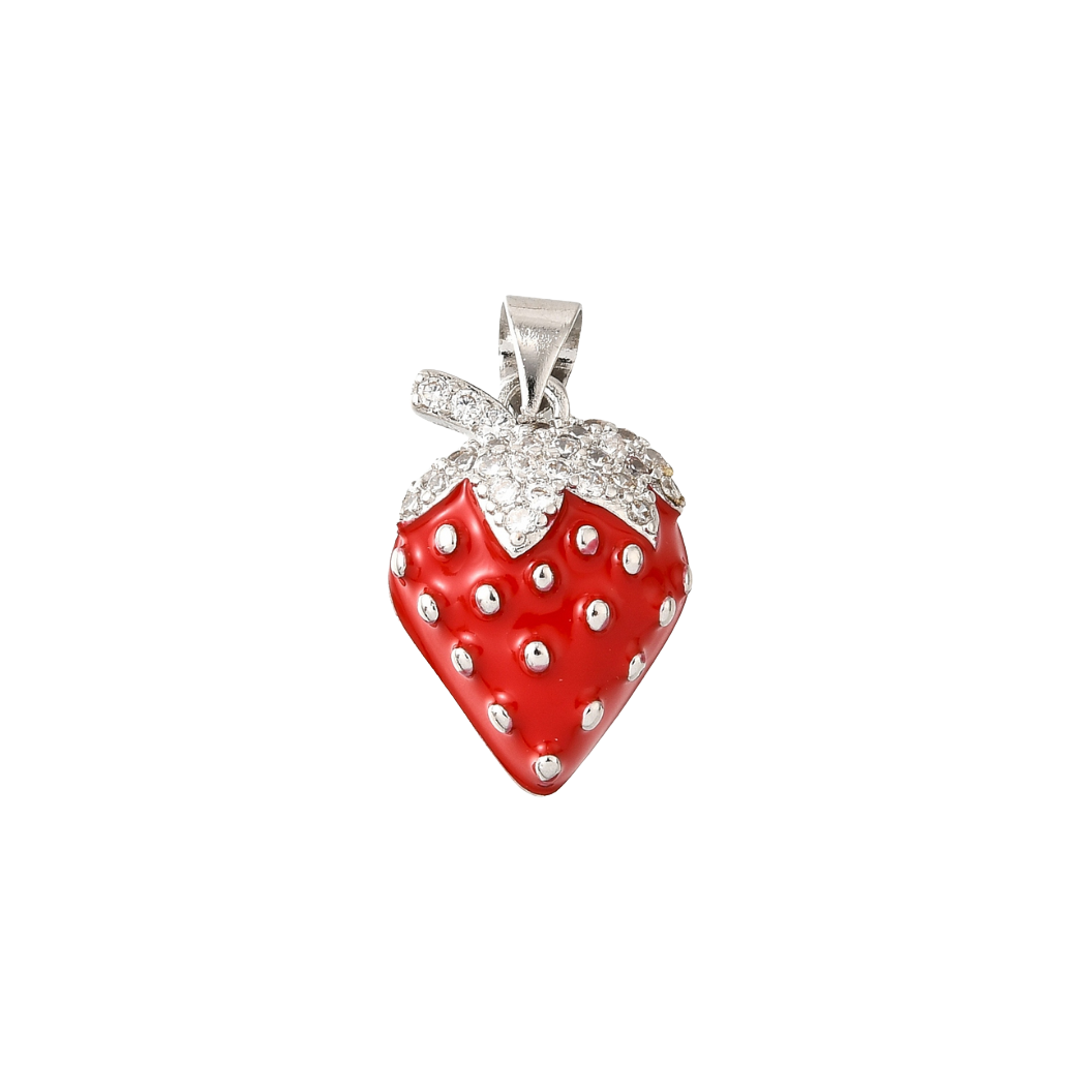 Transparent view of the Silver Sweet Strawberry Charm