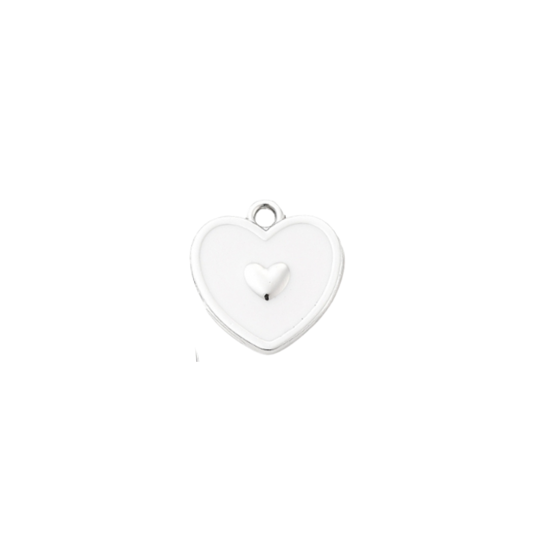 Transparent view of the Silver Heart on Heart Charm | Assorted | White