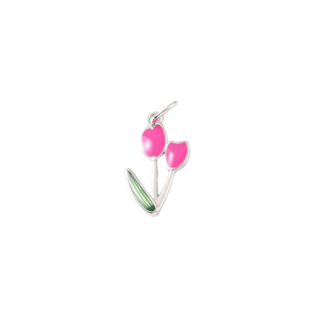 Transparent view of the Silver Springtime Bloom Tulip Charm | Hot Pink